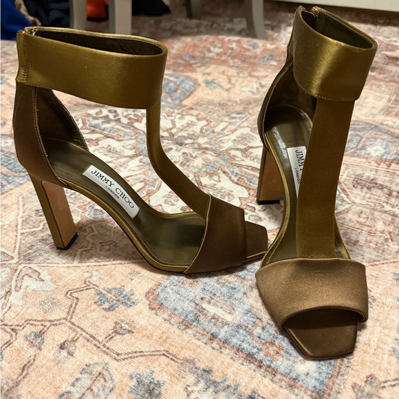 Jimmy Choo Shoes - Jimmy Choo Brown and Gold Chunky Heels